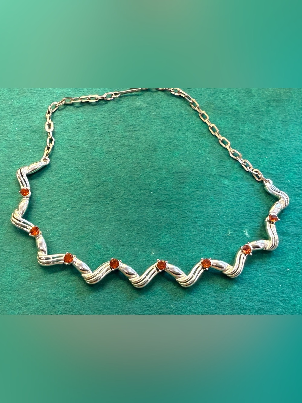 Vintage Coro Gold Tone Rhinestone Swirl Choker Necklace | Signed - Picture 5 of 7